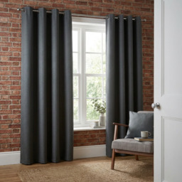 My Home Linden Charcoal Blackout Curtains 168 x 137cm - thumbnail 2