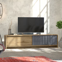 Decorotika New Yorker Oud Anthracite TV Unit with Sliding Door