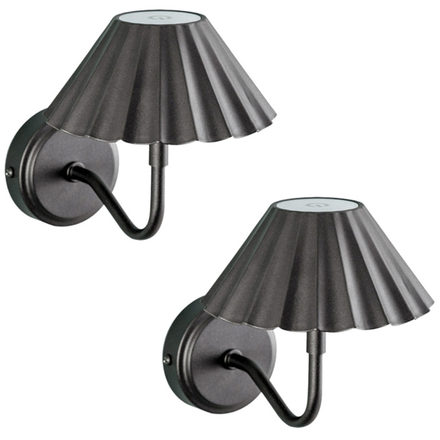 ValueLights Avery Black Easy Fit Rechargeable LED Wall Light 2 Pack - image 1