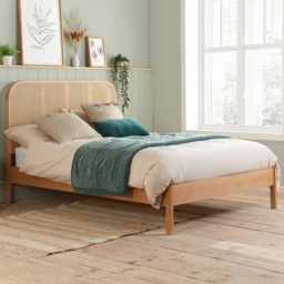 Birlea Margot Super King Size Oak Bed with Rattan Headboard
