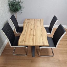 Portland Black and Chrome Faux Leather Padded 4 Seater Dining Set - thumbnail 4