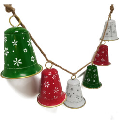 Santa's Chalet Multicolour Metal Bell Christmas Garland 115cm - thumbnail 3