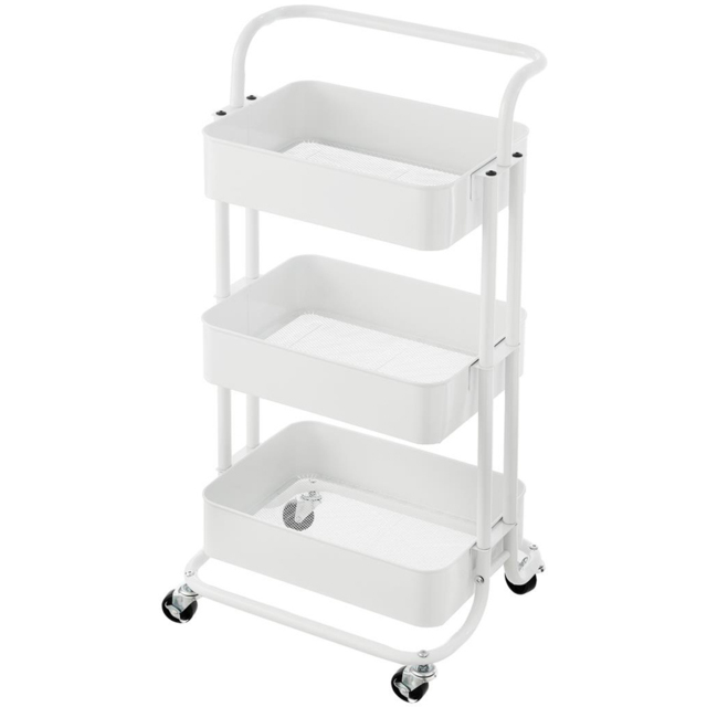 House of Home 3 Tier White Storage Cart with Wheels - image 1