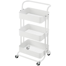 House of Home 3 Tier White Storage Cart with Wheels - thumbnail 1