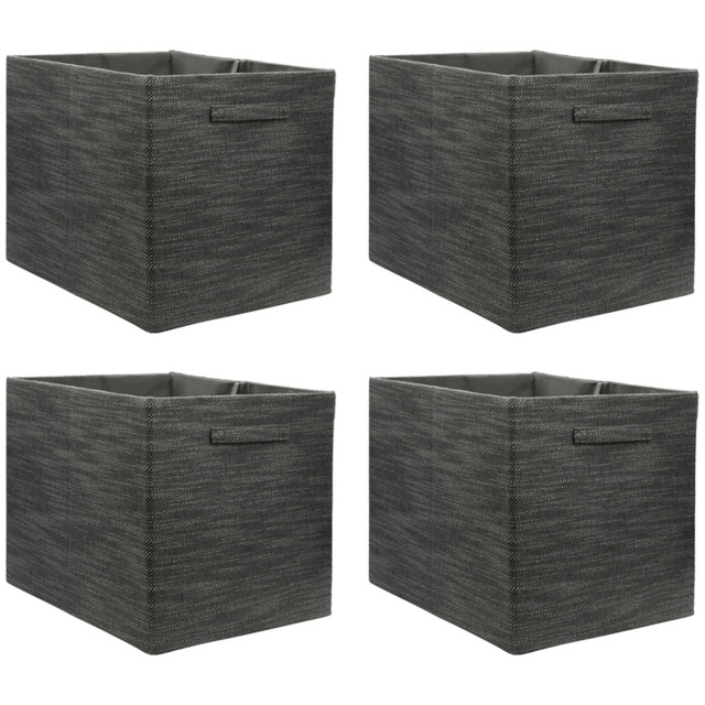 Homebase Textured Grey Cube Storage Insert 4 Pack - image 1