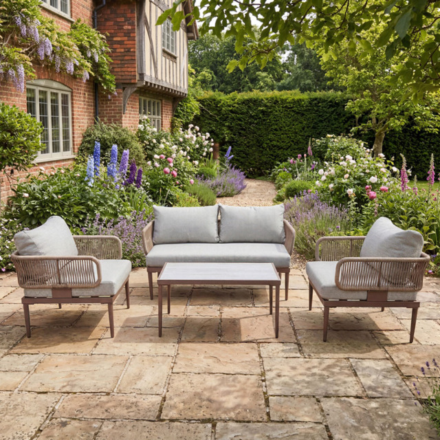 Artemis Home Soveria 4 Seater Brown Garden Lounge Set - image 1