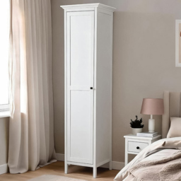 Home Source Bellevue White Single Door Wardrobe with Hanging Rail