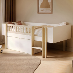 Noomi Kayla White Mid Sleeper Bed with Storage and Moveable Ladder - thumbnail 1