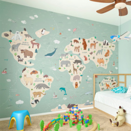 Origin Murals Children's World Map Wall Mural - thumbnail 1