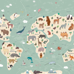 Origin Murals Children's World Map Wall Mural - thumbnail 2