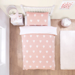 Heart Fleece Jacquard Duvet Set Blush Single - Blush - thumbnail 2