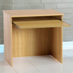 R White Cabinets Brown Home Office Desk with Keyboard Tray