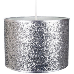 Happy Homewares Silver Glitter Fabric Ceiling Pendant Shade