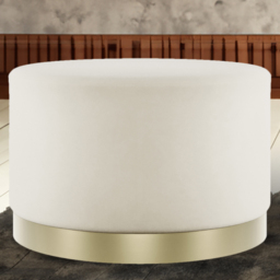 Lara Cream Velvet and Brushed Gold Large Pouffe