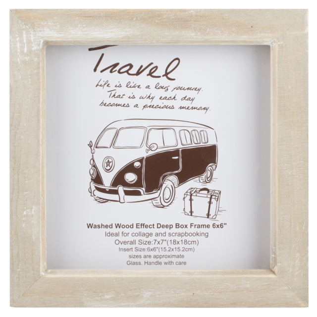 The Port. Co Gallery Neutral Washed Wood Effect Square Deep Box 6 x 6 inch Photo Frame