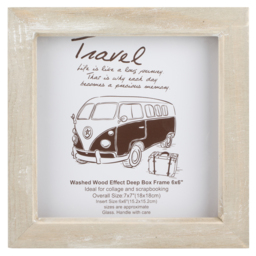 The Port. Co Gallery Neutral Washed Wood Effect Square Deep Box 6 x 6 inch Photo Frame