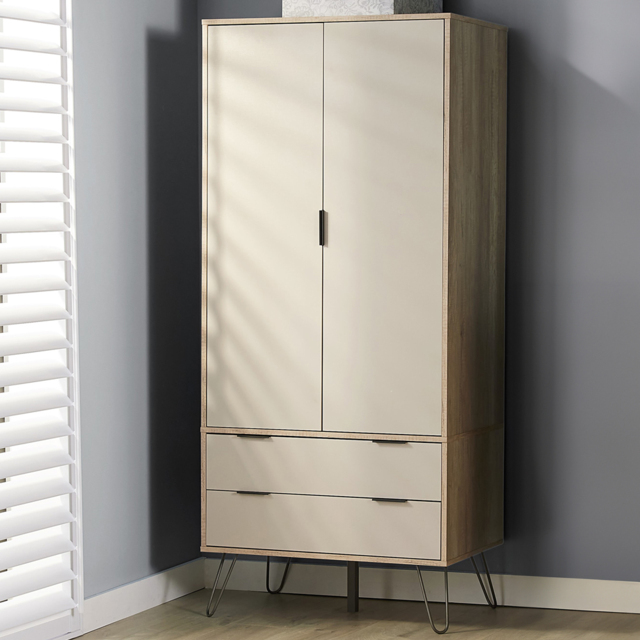 Core Products Augusta 2 Door 2 Drawer Driftwood and Calico Wardrobe - image 1