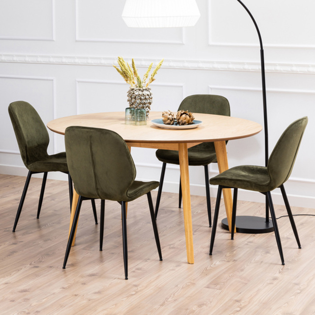 Florence Nagano Femke Oak and Olive Green 4 Seater Round Dining Set - image 1