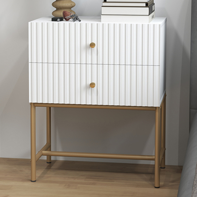Portland 2 Drawer White Bedside Table - image 1