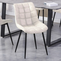 Alba Beige Suede Effect Plush Padded Dining Chair Set of 2