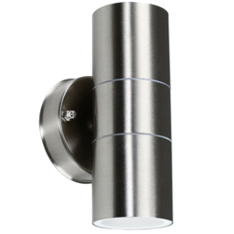 ValueLights Gainsford Silver Outdoor Wall Up Down Light with Dusk till Dawn Sensor