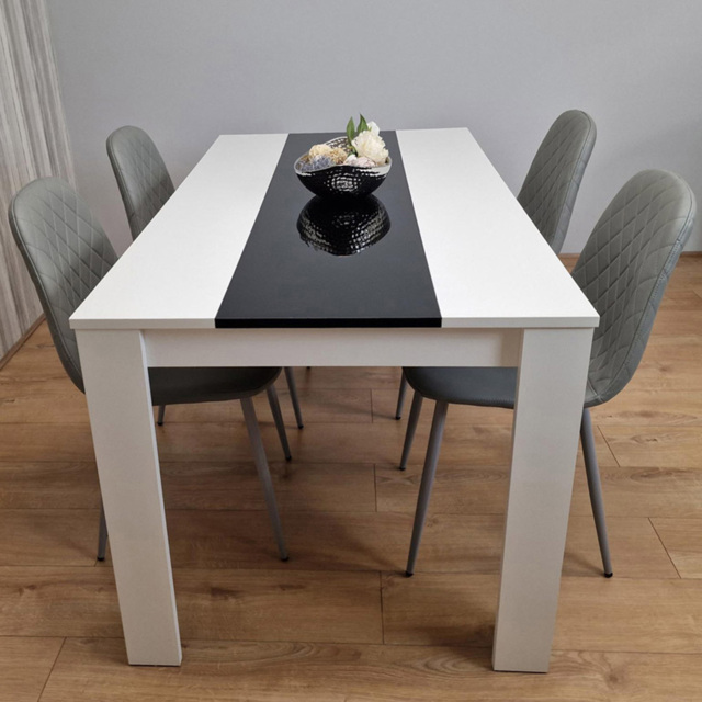 Kosy Koala 4 Seater Faux Leather Dining Set White Black and Grey - image 1