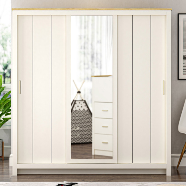 Lexington Cream 3 Door Sliding Mirrored Wardrobe - image 1