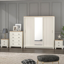 Lexington Cream 3 Door Sliding Mirrored Wardrobe - thumbnail 3
