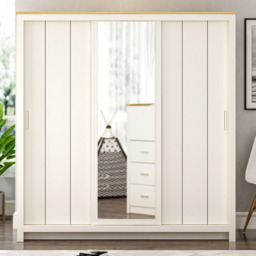 Lexington Cream 3 Door Sliding Mirrored Wardrobe