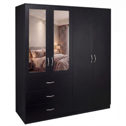 Vida Designs Riano Black 4 Door 3 Drawer Mirrored Wardrobe - thumbnail 2