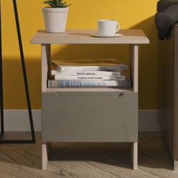 Crowndale Milan Grey Gloss and Grey Oak Single Drawer Lamp Table Ready Assembled