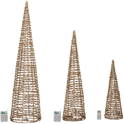 Samuel Alexander Gold Glitter Twist Warm White LED Christmas Cone Trees 3 Pack - thumbnail 2