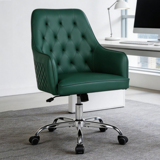 Langham Green PVC Leather Swivel Office Chair - image 1