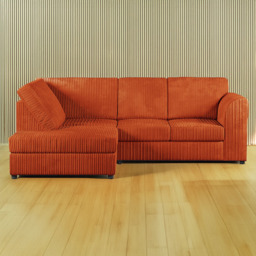 Luxor 4 Seater Orange Jumbo Cord Left Hand L Shaped Corner Sofa with Full Back