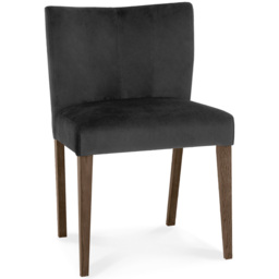 Bentley Designs Turin Dark Oak Gun Metal Velvet Low Back Upholstered Chair Set of 2 - thumbnail 2