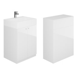 MyConcept 600mm Floorstanding Vanity Unit with Basin and WC Unit - White - thumbnail 1