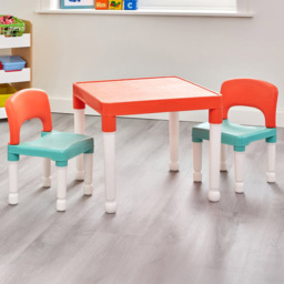 Liberty House Toys Orange and Green Plastic Table and Chairs
