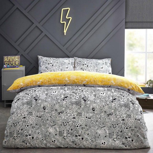 Style Lab Single Multicolour Doodles Duvet Cover Set - image 1