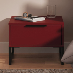 Crowndale Hong Kong Single Drawer Red Matt Side Table Ready Assembled
