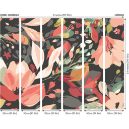 Origin Murals Flowing Flowers Black Wall Mural - thumbnail 3