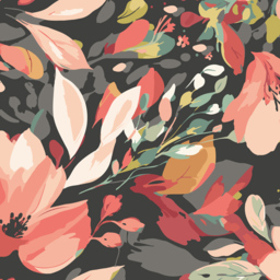Origin Murals Flowing Flowers Black Wall Mural - thumbnail 2