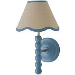 ValueLights Blue Bobbin Wall Light with Scallop Shade and Bulb 2 Pack