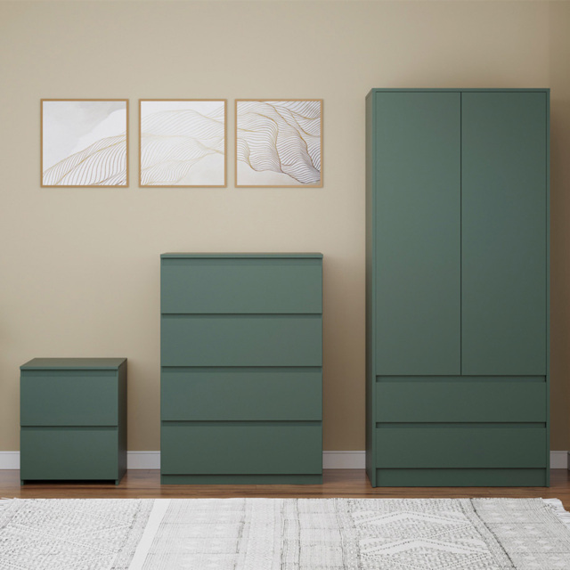 Vida Designs Denver 3 Piece Green Bedroom Furniture Set - image 1