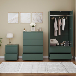 Vida Designs Denver 3 Piece Green Bedroom Furniture Set - thumbnail 2
