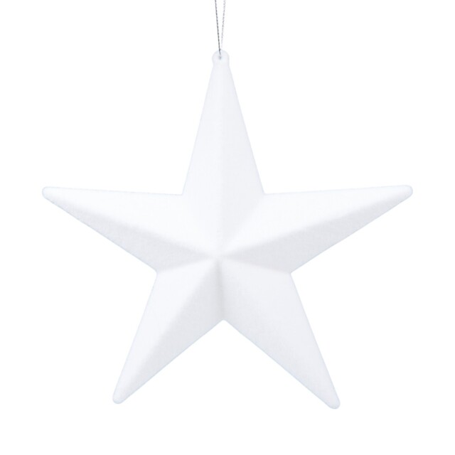 Santa's Chalet White Flocked Star Hanging Christmas Decoration - image 1