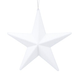 Santa's Chalet White Flocked Star Hanging Christmas Decoration - thumbnail 1