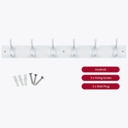 Headbourne White 6 Hook Coat Rail - thumbnail 3