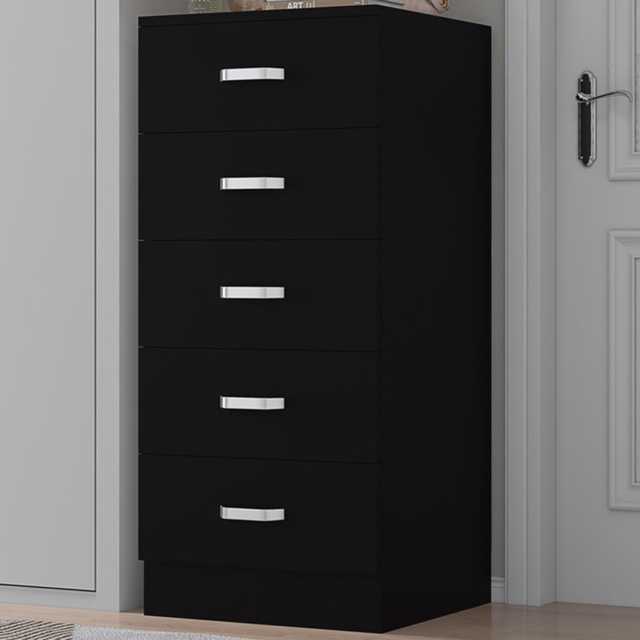 FWStyle Tunis Matt Black 5 Drawer Slim Chest - image 1