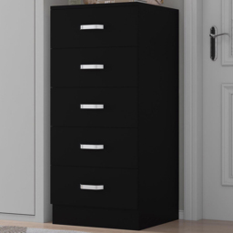 FWStyle Tunis Matt Black 5 Drawer Slim Chest - thumbnail 1