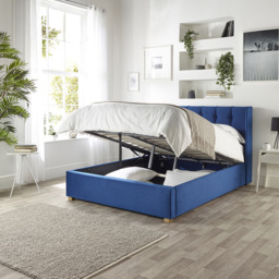 Catherine Lansfield Utopia Single Navy Velvet Ottoman Wing Bed - thumbnail 3